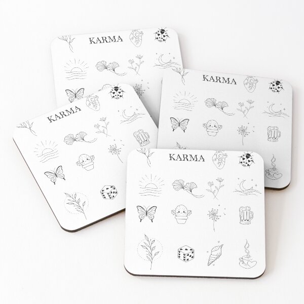 Item preview, Karma Minimal Tattoo Pack – Cute Line Art Icons designed and sold by SurfGlitch.