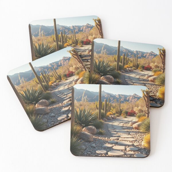 Item preview, Desert Garden Pathway with Cacti and Mountains designed and sold by Vida e Arte.