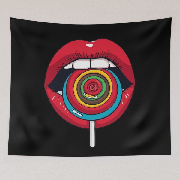 Item preview, Red Lips with Colorful Lollipop – Pop Art designed and sold by MichelleAlline.