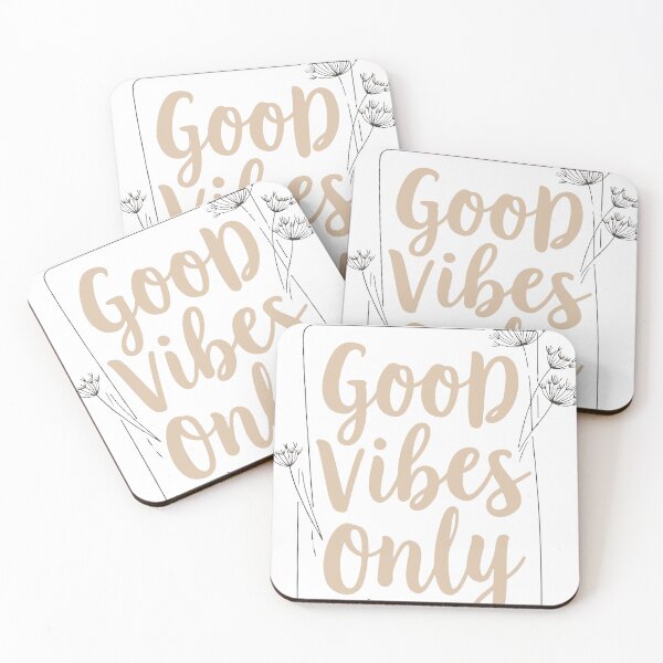 Item preview, Hand lettered brush script reads Good Vibes Only above a delicate dandelion illustration, conveying positivity, calm, motivation and modern boho style for posters designed and sold by Dejbar.