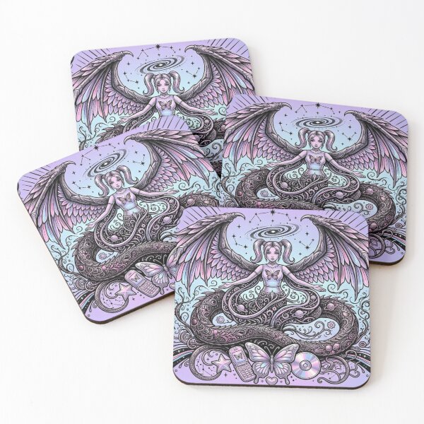 Item preview, Celestial Butterfly Angel with Dragon – Y2K Fantasy Cosmic Art designed and sold by sedyCompany.