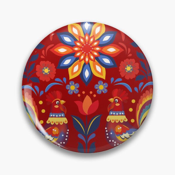 Item preview, Polish Folk Roosters Floral Ornament designed and sold by Lucia-Fox.