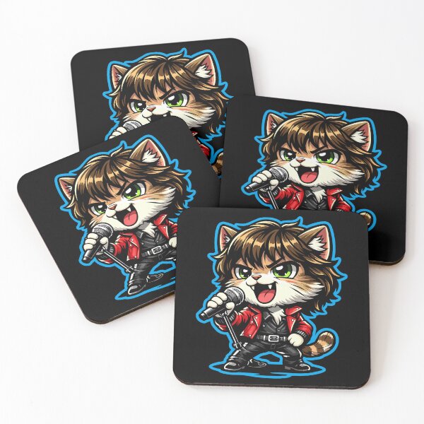 Item preview, Satisfaction Kitty - Classic Rock Frontman Cat in Red Jacket designed and sold by henryavincnt.
