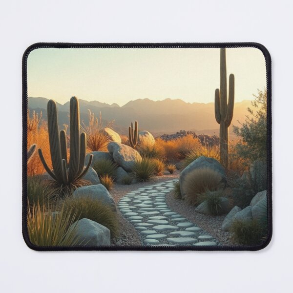 Item preview, Sunset Desert Pathway with Cacti and Mountains designed and sold by Vida e Arte.