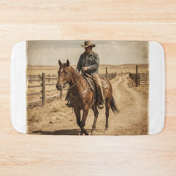 Item preview, Vintage Western Cowboy on Horseback – Rustic Ranch Photography Print designed and sold by sedyCompany.