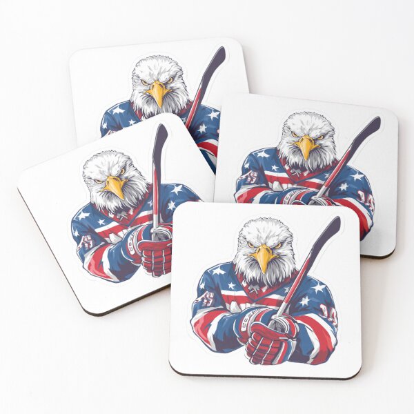 Item preview, Fierce Bald Eagle in USA Hockey Gear – Patriotic Sticker Illustration designed and sold by artwork2024.