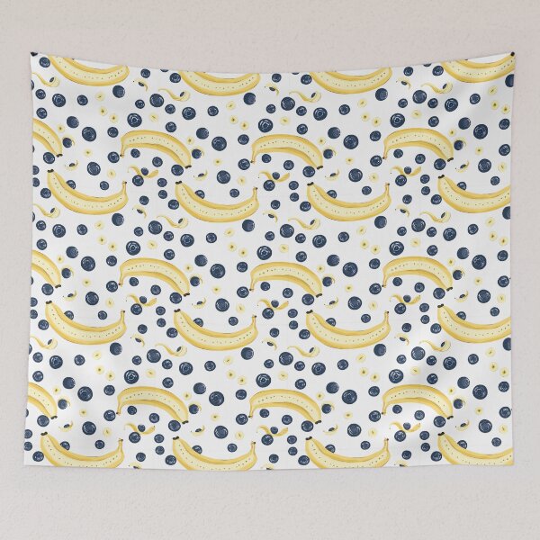 Item preview, A seamless pattern with bananas and blueberries for Scott Hunter's smoothie designed and sold by stupidwolfbird.