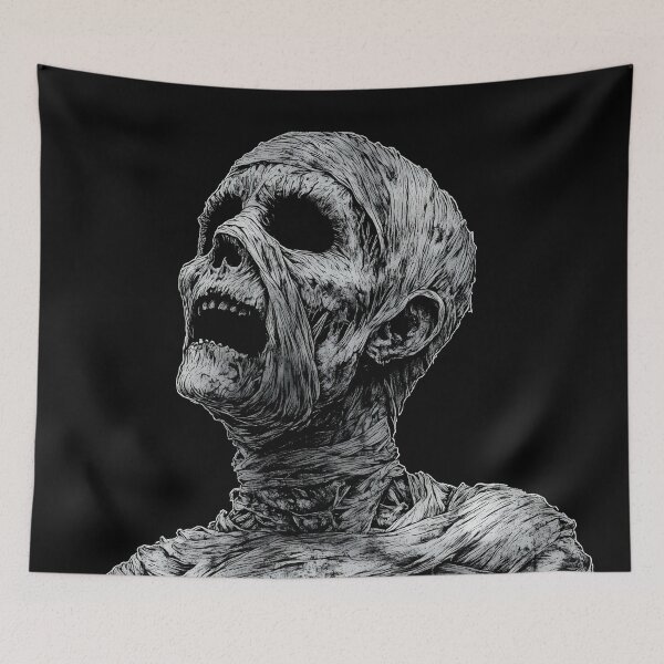 Item preview, Creepy Mummy Skull Dark Gothic Horror Illustration designed and sold by Shoot-The-Moon.