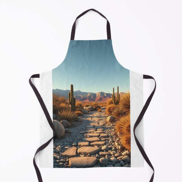 Item preview, Sunlit Desert Pathway with Cacti and Mountains designed and sold by Vida e Arte.