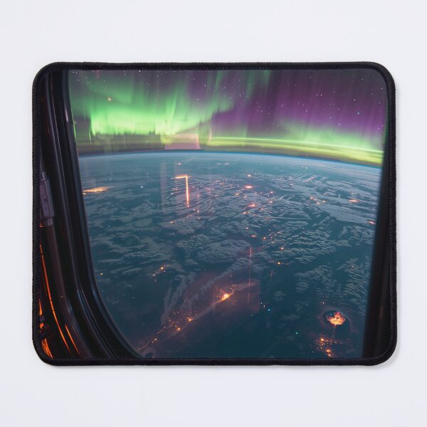 Item preview, Space Station Aurora Borealis Earth Orbit View Art designed and sold by Kynura.