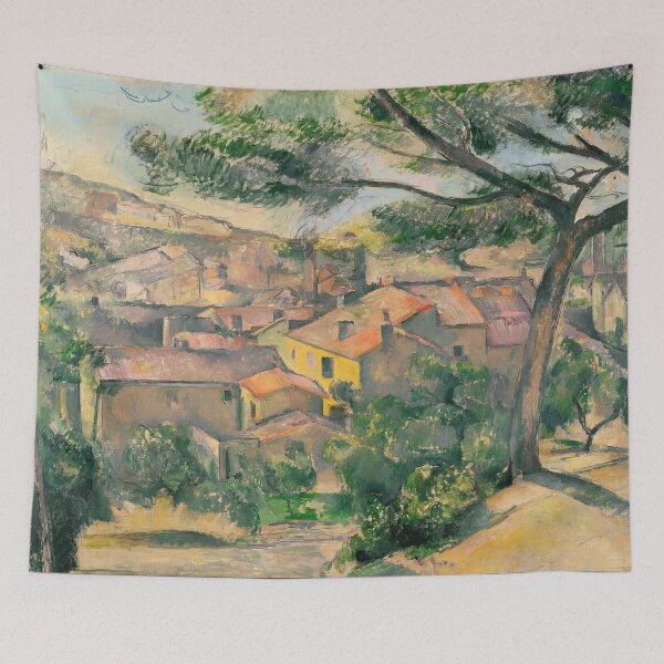 Item preview, Morning View of Lestaque Against the Sunlight by Paul Cézanne: Post Impressionist Print designed and sold by artofuniverse.