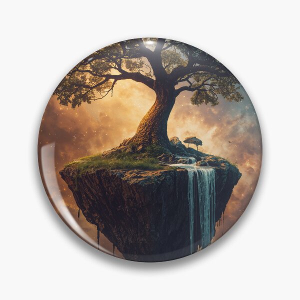 Artikelvorschau, Kosmischer Baum, schwebende Insel, Weltraumnebel, Fantasy-Kunst entworfen und verkauft von Kynura.