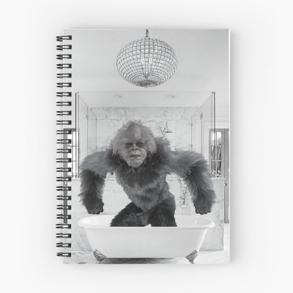 Item preview, Sasquatch, Bigfoot, in the bathtub humorous funny black and white photograph designed and sold by Astrid Arkhangelsky.