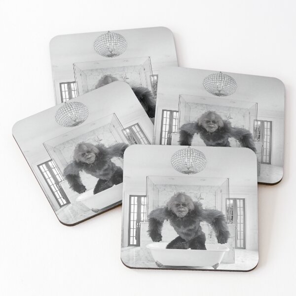 Item preview, Sasquatch, Bigfoot, in the bathtub humorous funny black and white photograph designed and sold by Astrid Arkhangelsky.