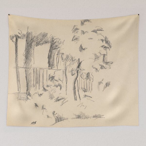 Item preview, Near the Pool at Jas De Bouffan by Paul Cézanne: Minimalist Sketch Poster designed and sold by artofuniverse.