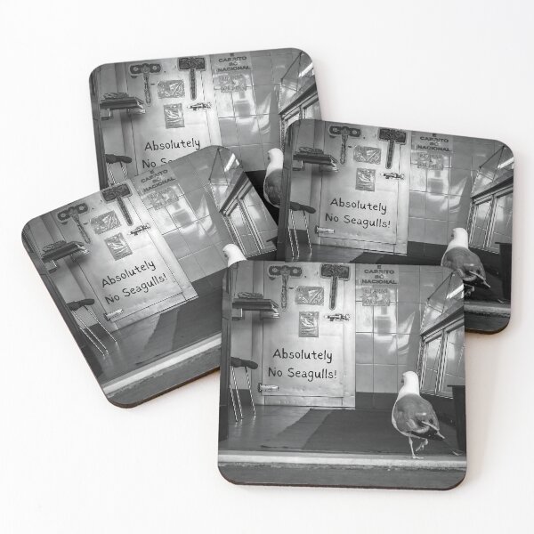Item preview, Absolutely No Seagulls! funny humorous black and white vintage photograph poster print designed and sold by Astrid Arkhangelsky.