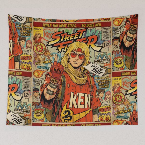 Item preview, Street Fighter Ken Masters Retro Vintage Comic Cover Art designed and sold by Back2Collage.