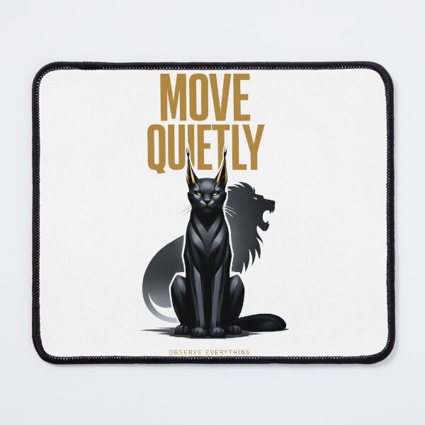 Item preview, Move Quietly Silent Lynx Hidden Lion Shadow Stoic Motivation Art — Aether Lynx Observe Everything Minimalist Gold and Black Empowerment Design by Vivaan Studio designed and sold by Vivaan Studio.