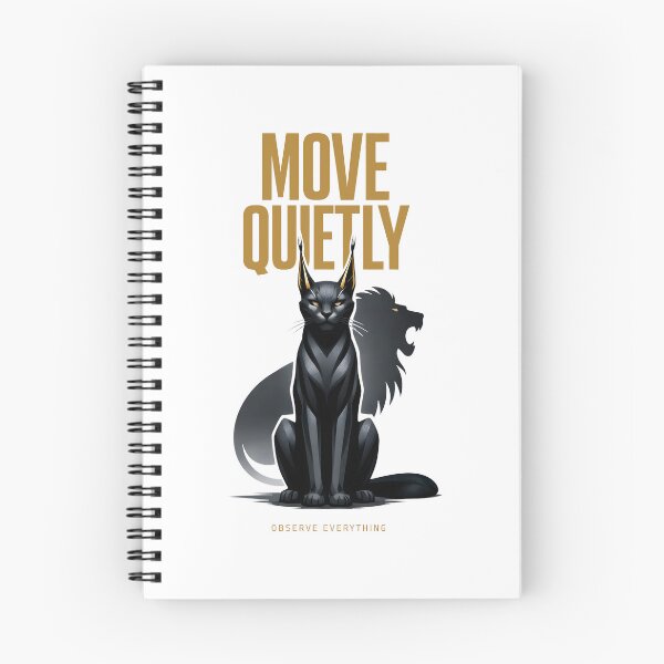 Item preview, Move Quietly Silent Lynx Hidden Lion Shadow Stoic Motivation Art — Aether Lynx Observe Everything Minimalist Gold and Black Empowerment Design by Vivaan Studio designed and sold by Vivaan Studio.