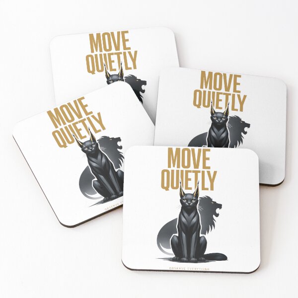 Item preview, Move Quietly Silent Lynx Hidden Lion Shadow Stoic Motivation Art — Aether Lynx Observe Everything Minimalist Gold and Black Empowerment Design by Vivaan Studio designed and sold by Vivaan Studio.