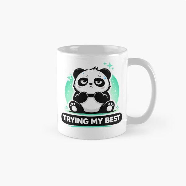 Aperçu de l'œuvre Je fais de mon mieux, panda – Sticker mème mignon et motivant créée et vendue par snaperos.