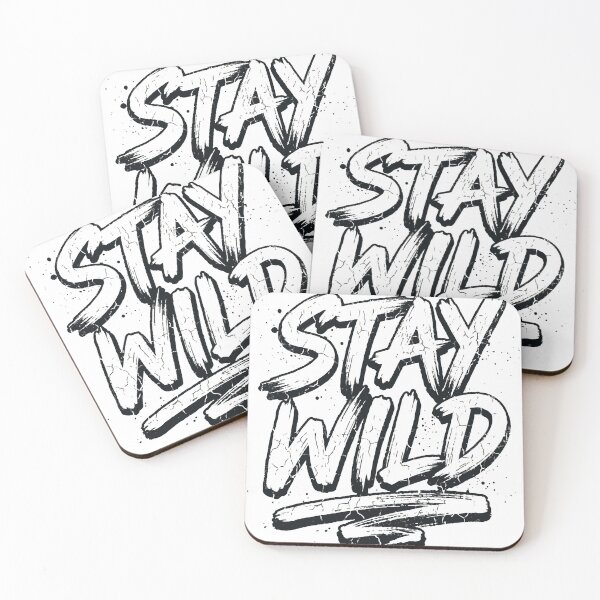 Item preview, White cotton T-shirt featuring bold  STAY WILD  hand-painted slogan in cracked beige and black typography with splatter and grunge texture, evoking a rebellious streetwear designed and sold by Dejbar.