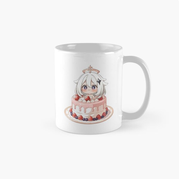 Item preview, Cute Chibi Angel Girl Sitting on Strawberry Cake – Kawaii Dessert Anime Style designed and sold by Dyan4.