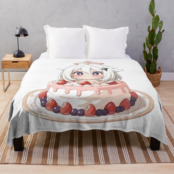 Item preview, Cute Chibi Angel Girl Sitting on Strawberry Cake – Kawaii Dessert Anime Style designed and sold by Dyan4.