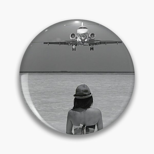 Item preview, Steady As She Goes 2; aircraft coming in for an island landing black and white photography poster print designed and sold by Astrid Arkhangelsky.