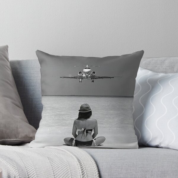 Item preview, Steady As She Goes 2; aircraft coming in for an island landing black and white photography poster print designed and sold by Astrid Arkhangelsky.