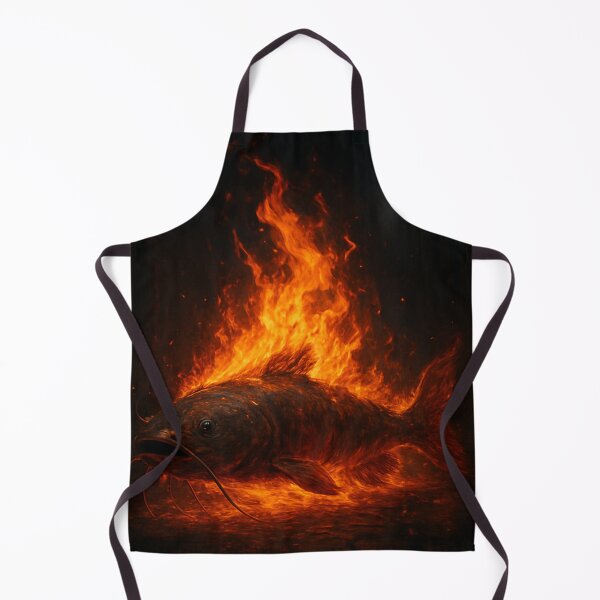 Item preview, Fiery Catfish- Burning River Fish Surreal Art designed and sold by Gilded Zodiac.