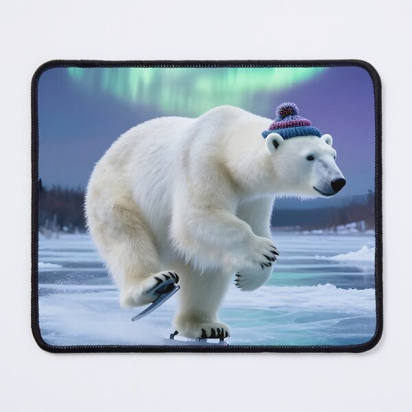 Item preview, Oso polar patinador surrealista – Arte fantástico de la aurora boreal designed and sold by Kelvin Hughes Design.