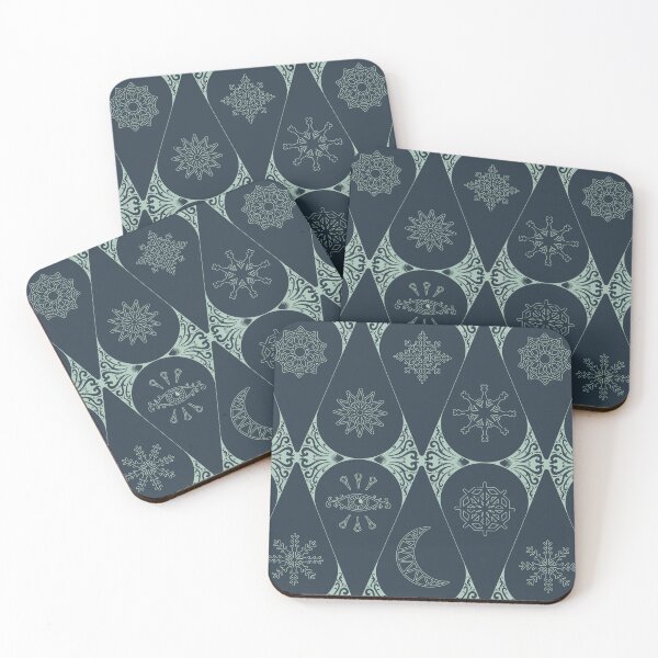 Item preview, Retro Nouveau Mystic Tiles - stained glass geometric pattern - Ice blue designed and sold by Elodie-Motifs.
