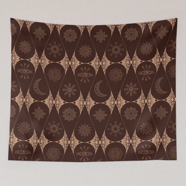 Item preview, Retro Nouveau Mystic Tiles - stained glass geometric - Brown and beige designed and sold by Elodie-Motifs.