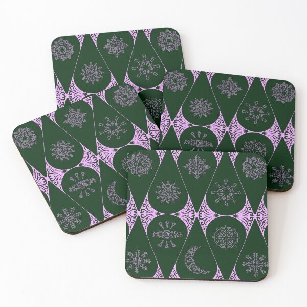 Artikelvorschau, Retro Nouveau Mystic Tiles – geometrisches Buntglasmuster – Hexenlila entworfen und verkauft von Elodie-Motifs.