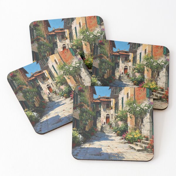 Item preview, Tuscan Alleyway with Flowers and Cobblestone Path designed and sold by daila70.