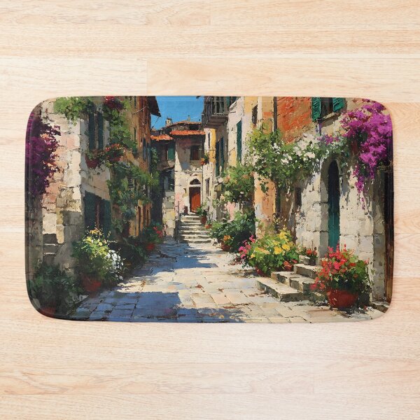 Item preview, Tuscan Alleyway with Flowers and Cobblestone Path designed and sold by daila70.