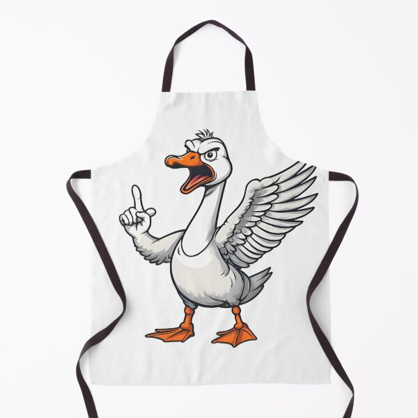 Item preview, Angry cartoon goose standing upright, one wing showing middle finger, bold flat vector style, centered t-shirt designed and sold by : CraftyVibes.