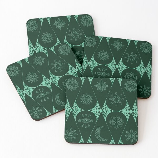 Item preview, Retro Nouveau Mystic Tiles - stained glass geometric pattern - Green shades designed and sold by Elodie-Motifs.