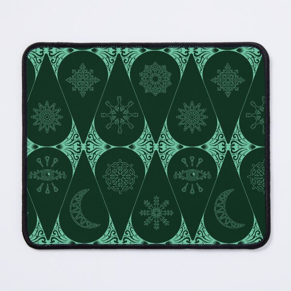Item preview, Retro Nouveau Mystic Tiles - stained glass geometric pattern - Green shades designed and sold by Elodie-Motifs.