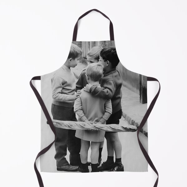 Item preview, Meeting around a baguette, vintage little boys in Paris black and white humorous funny photograph poster print designed and sold by Astrid Arkhangelsky.