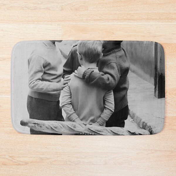 Item preview, Meeting around a baguette, vintage little boys in Paris black and white humorous funny photograph poster print designed and sold by Astrid Arkhangelsky.