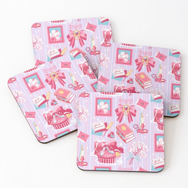 Item preview, Romantic Regency Aesthetic Pattern  (Pink, Yellow, baby blue and purple colours) | Vintage Books, Bows and Royal Accessories Collage designed and sold by MinimalAnGo.