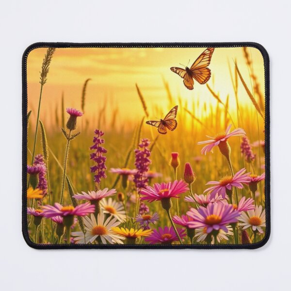 Item preview, Golden sunset wildflower meadow with butterflies designed and sold by Vida e Arte.