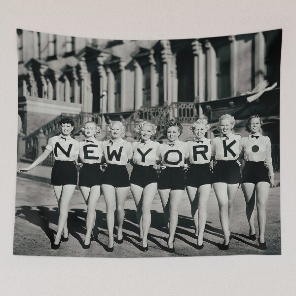 Item preview, 1930 New York City Dancers vintage funny girl power black and white photograph poster print designed and sold by Astrid Arkhangelsky.