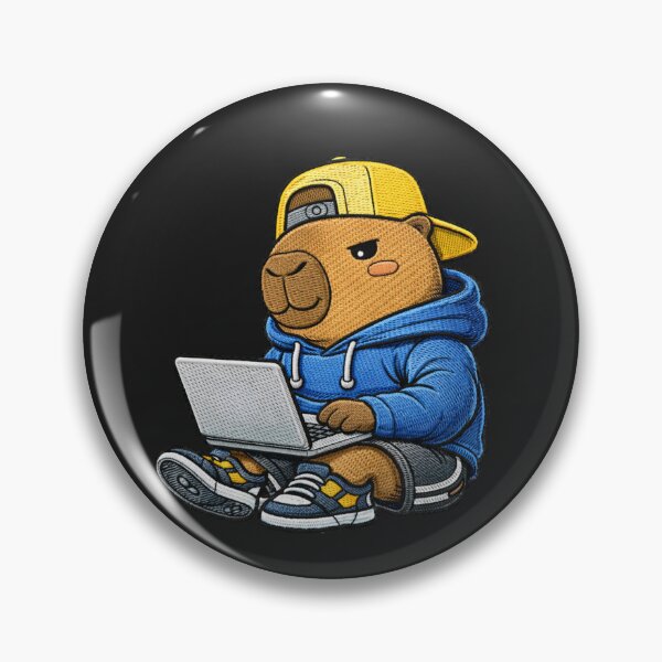 Item preview, Cute Remote Work Capybara Using Laptop – Kawaii Digital Nomad Capybara Embroidered Patch Style designed and sold by ColorSplash123.