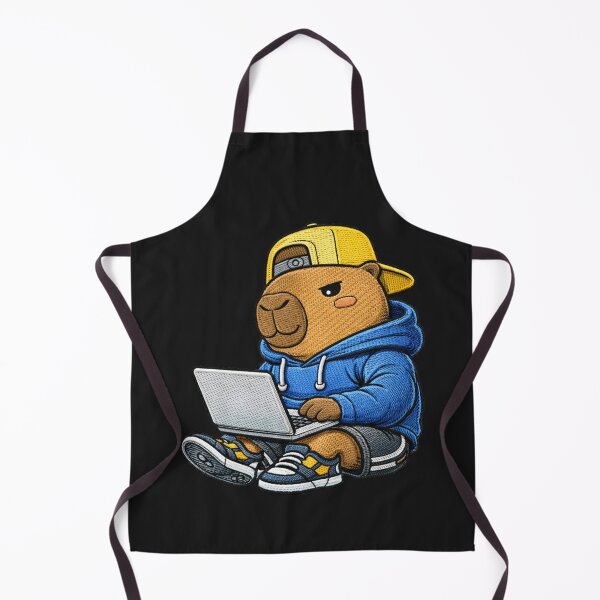 Item preview, Cute Remote Work Capybara Using Laptop – Kawaii Digital Nomad Capybara Embroidered Patch Style designed and sold by ColorSplash123.