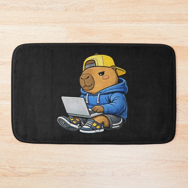 Item preview, Cute Remote Work Capybara Using Laptop – Kawaii Digital Nomad Capybara Embroidered Patch Style designed and sold by ColorSplash123.