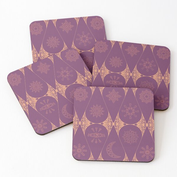 Item preview, Retro Nouveau Mystic Tiles - stained glass geometric pattern - Plum Mauve designed and sold by Elodie-Motifs.