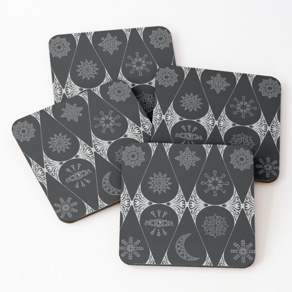 Item preview, Retro Nouveau Mystic Tiles - stained glass geometric - Black and Silver designed and sold by Elodie-Motifs.